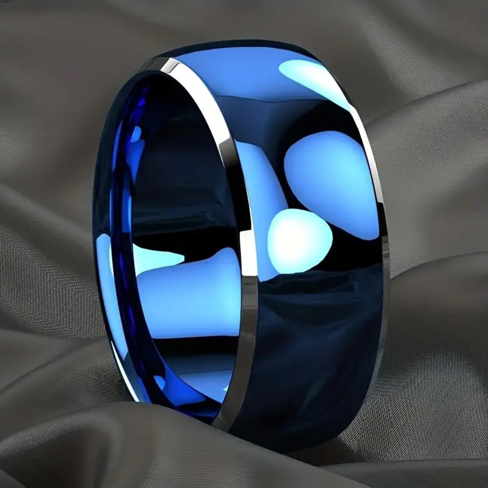 Sleek Blue and Silver Colored Ring